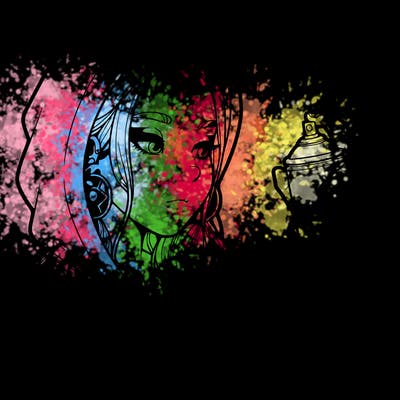 a realistic girl, spray painting