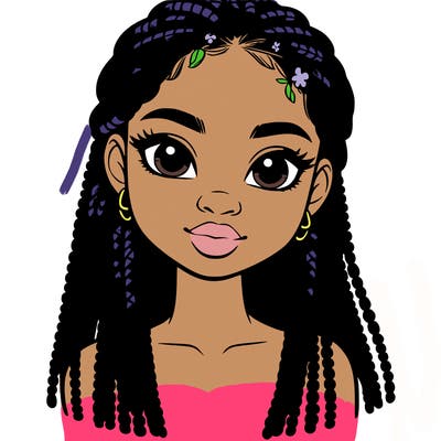 a realistic black girl with braids