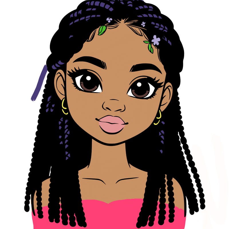 a realistic black girl with braids
