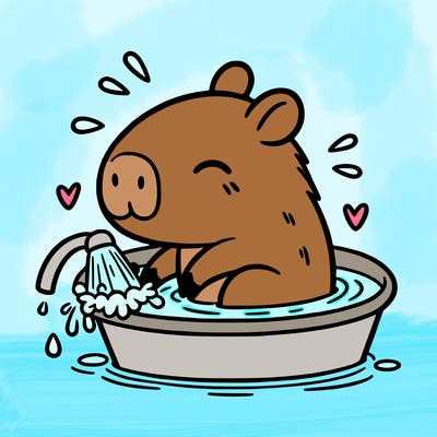 capybara taking a bath