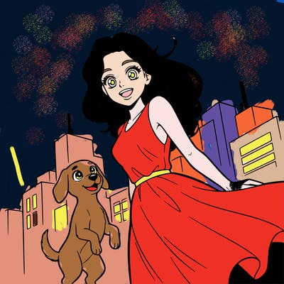 a beautiful girl wearing a red dress