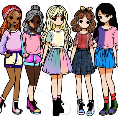 a group of five girls