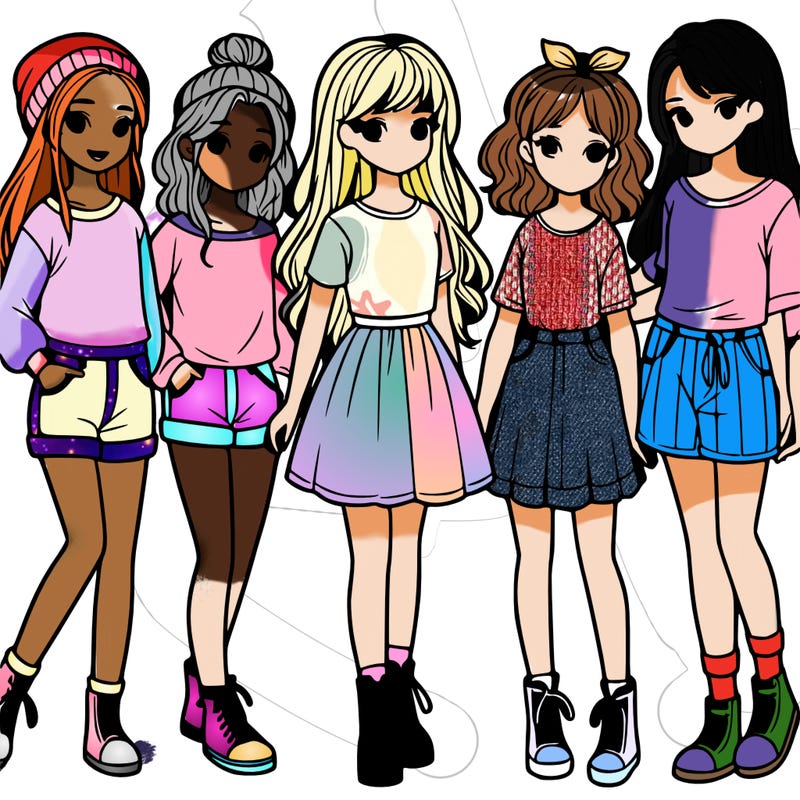 a group of five girls