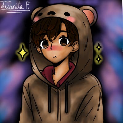 a 17 year old boy in a cute animal hoodie