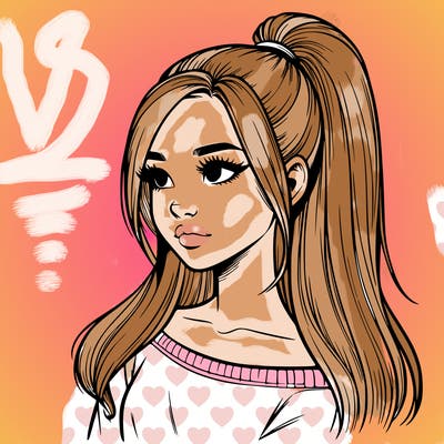 realistic girl with a high ponytail