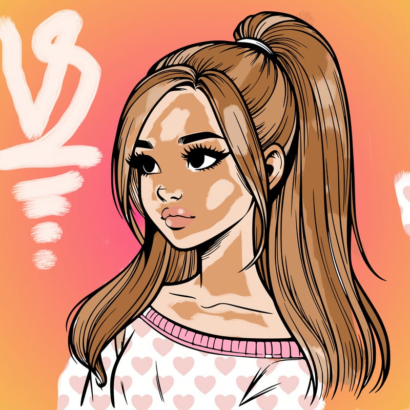 realistic girl with a high ponytail