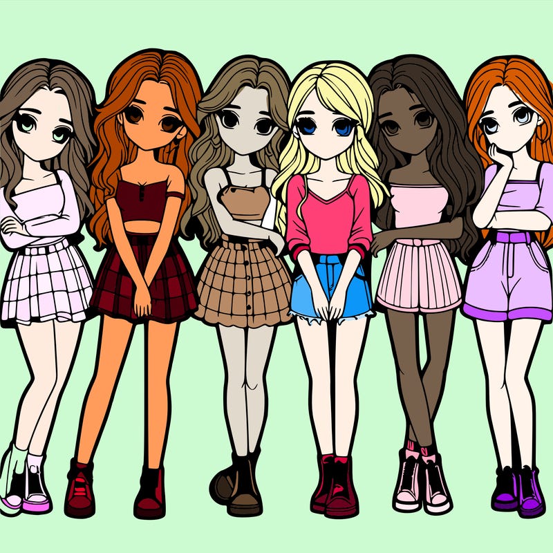 a group of girls realistic