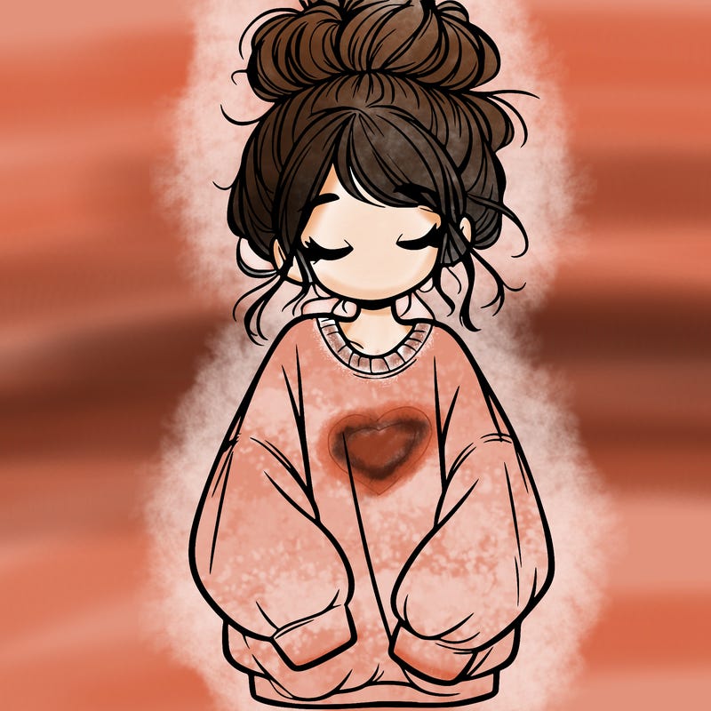 girl with baggy sweatshirt and messy bun