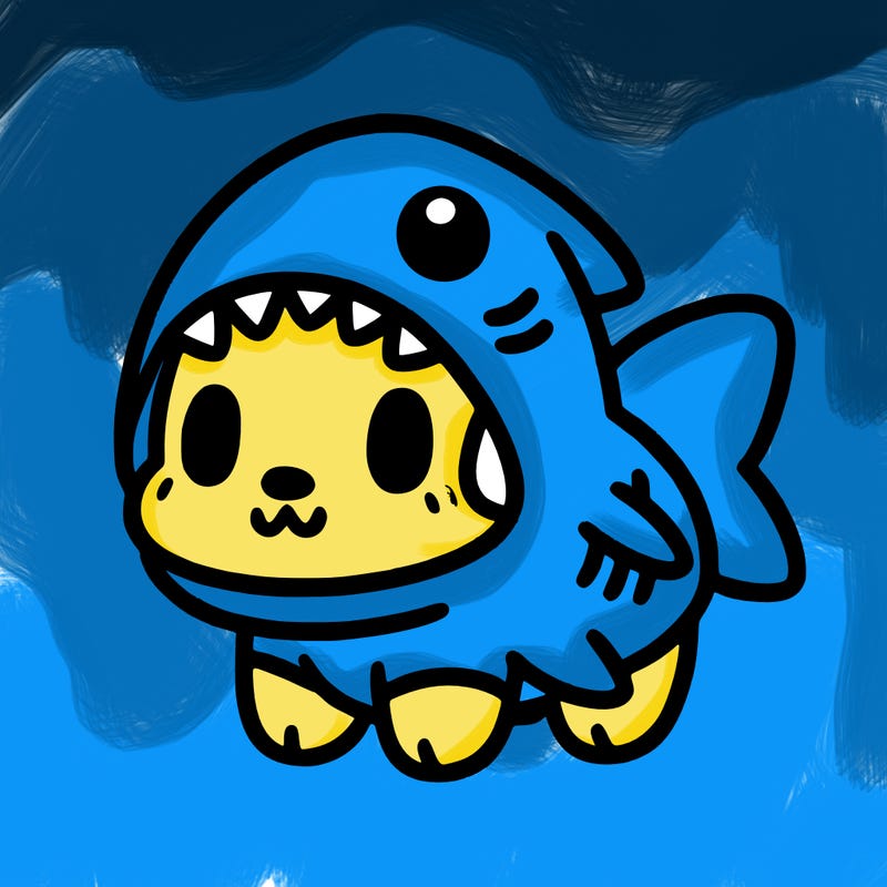 cute dog wearing a shark costume