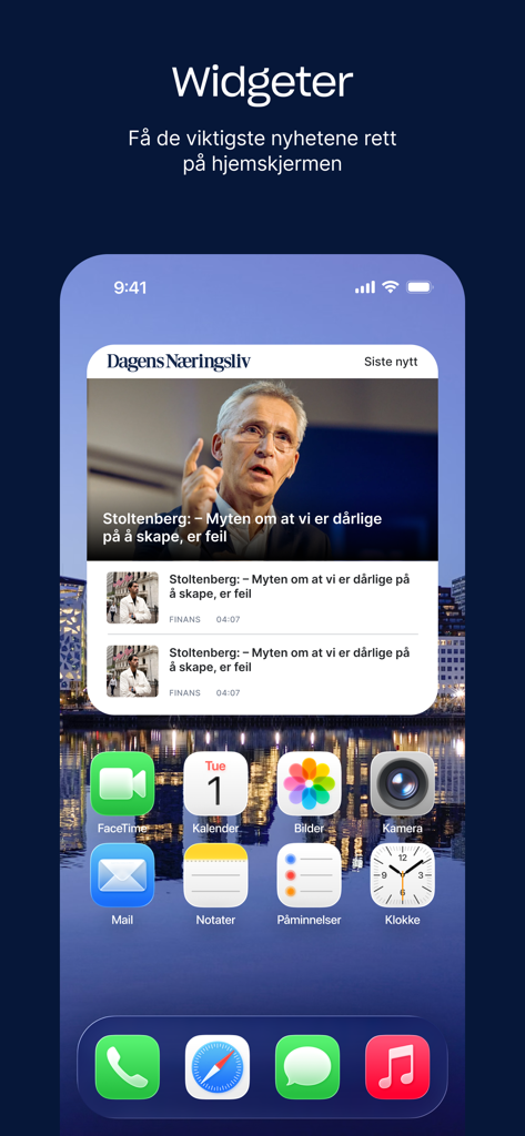 DN App iOS News-Widget mit den neuesten Schlagzeilen auf dem Homescreen eines iPhones