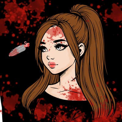 realistic girl with a high ponytail