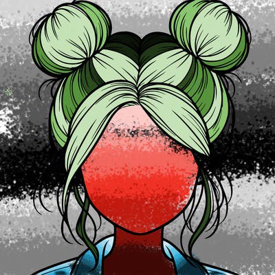 realistic girl with buns on the top of her hair