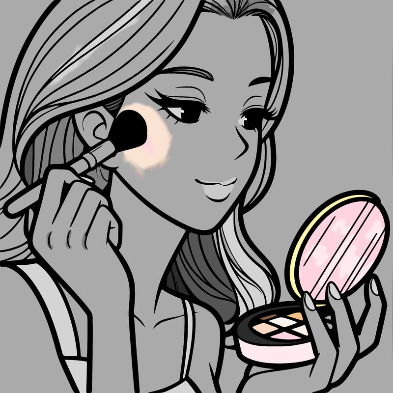 little girl putting on makeup