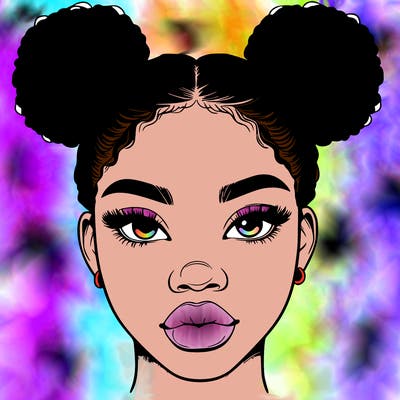 realistic black woman with two buns