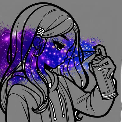 a realistic girl spray painting