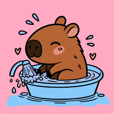capybara taking a bath