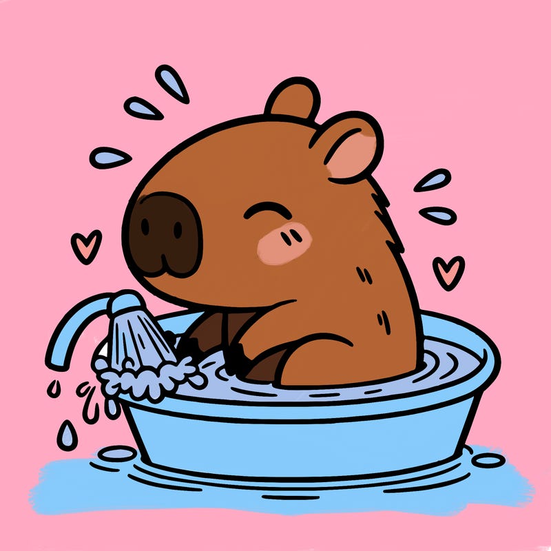 capybara taking a bath