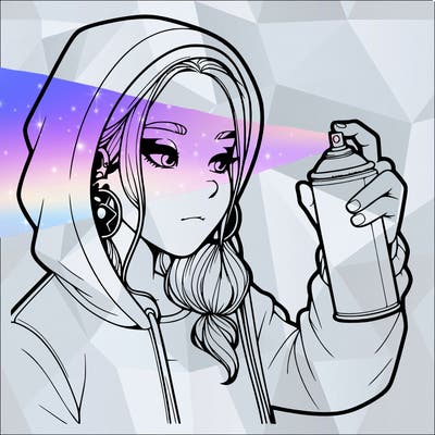 a realistic girl, spray painting