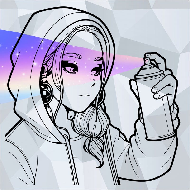 a realistic girl, spray painting