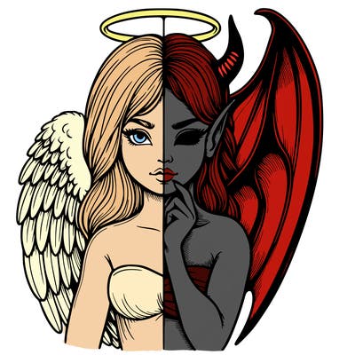 realistic angel half demon