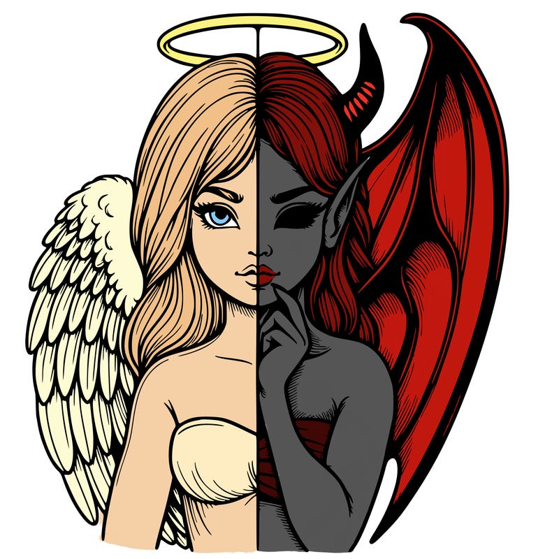 realistic angel half demon