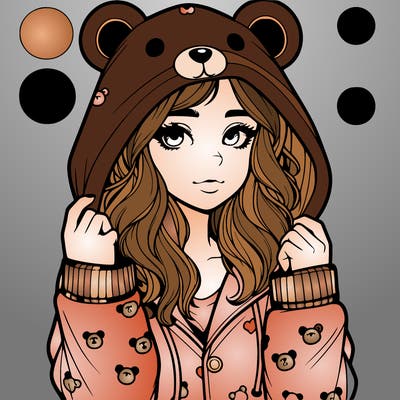 realistic girl in a animal pjs hoodie