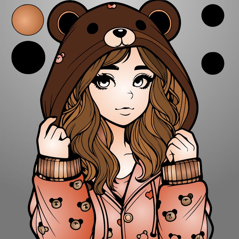 realistic girl in a animal pjs hoodie