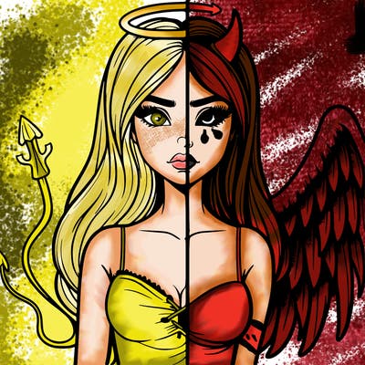 devil vs angel realistic girl