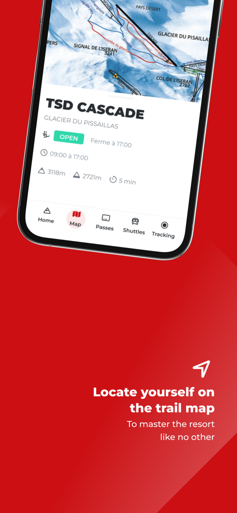 Val d'Isère Ski - Val d Isere Ski app interactive trail map showing real-time lift status