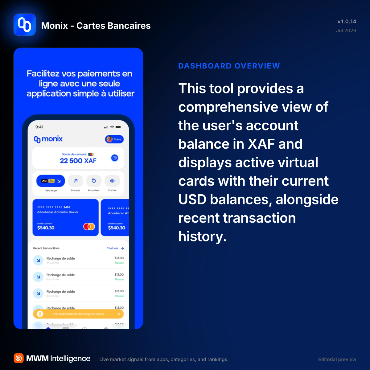 Monix - Cartes Bancaires - Finance App | MWM