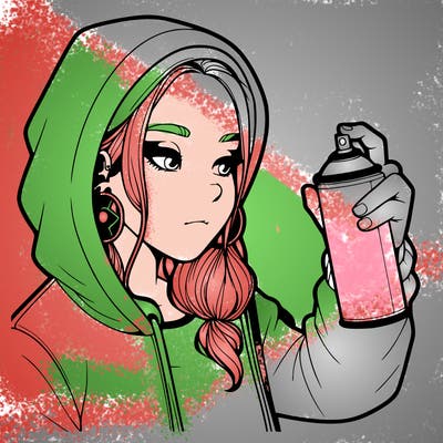 a realistic girl, spray painting
