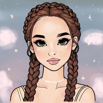 realistic girl with braids