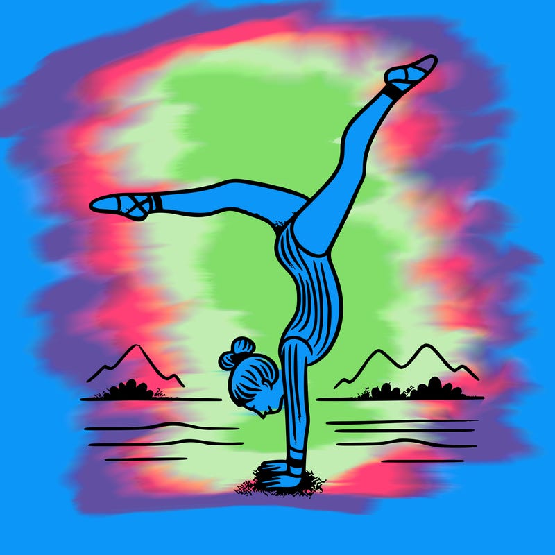 gymnastics doing a handstand that is a girl