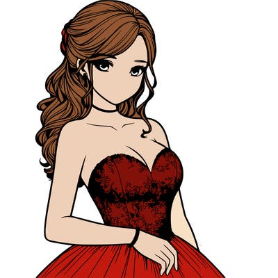realistic girl in prom dress