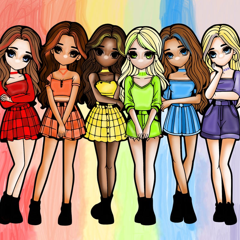 a group of girls realistic