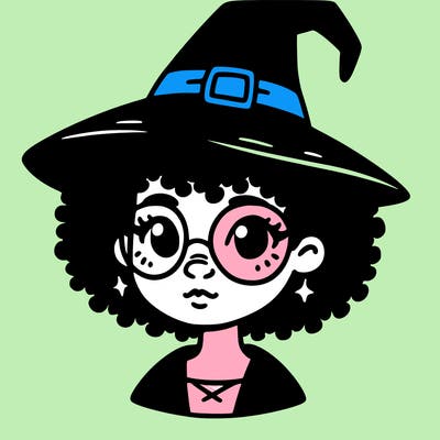 a black person who is a witch and has glasses