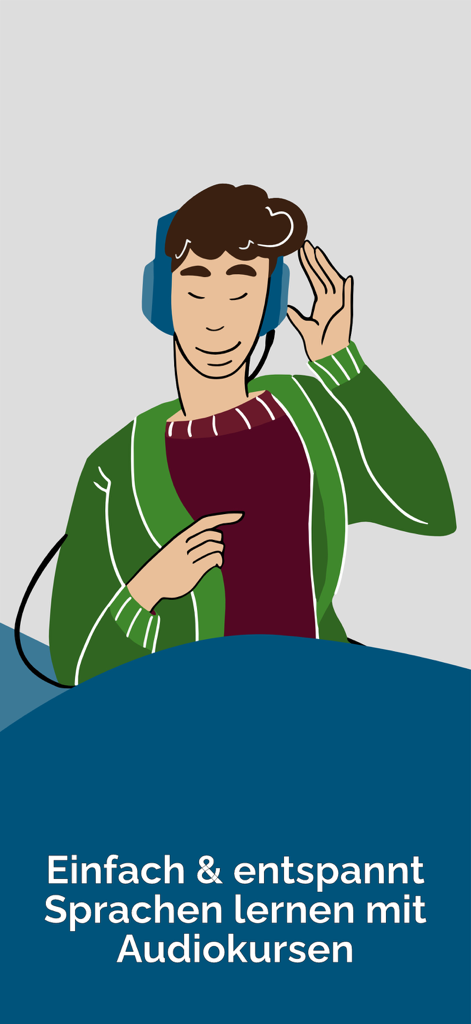 Jicki Sprachen lernen - リラックスした言語学習のためにヘッドフォンをしている人、オーディオコース経由