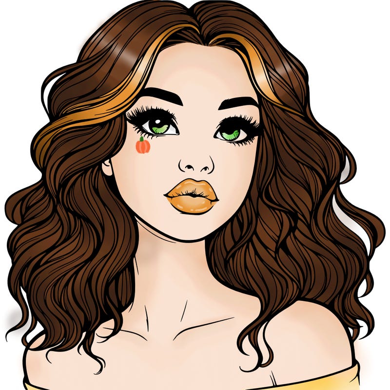 realistic girl with wavy hair and lips