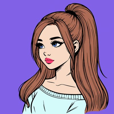 realistic girl with a high ponytail