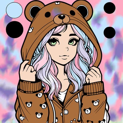 realistic girl in a animal pjs hoodie