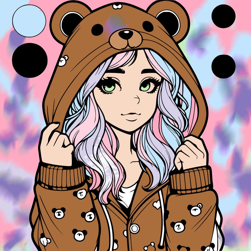 realistic girl in a animal pjs hoodie