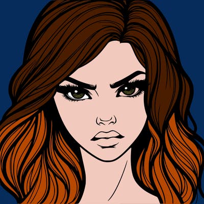 beautiful realistic girl with siren eyes and is intimidating