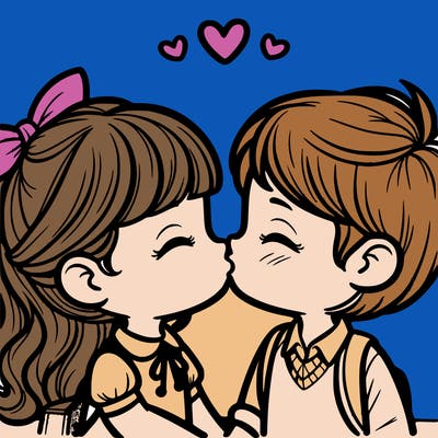 boy and girl kissing