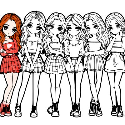 a group of girls realistic