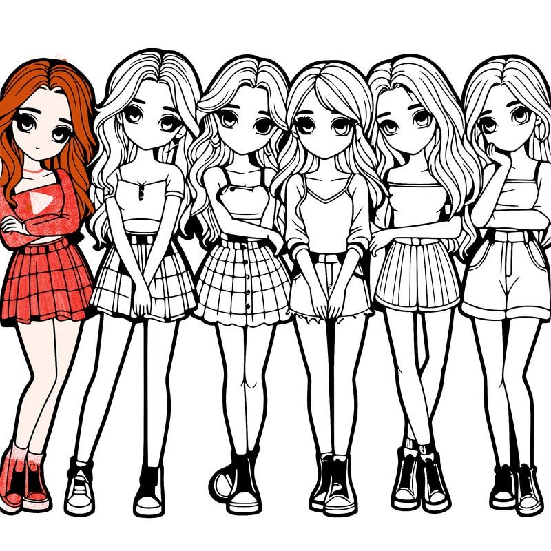 a group of girls realistic