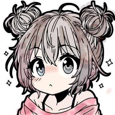 a manga girl with messy small buns