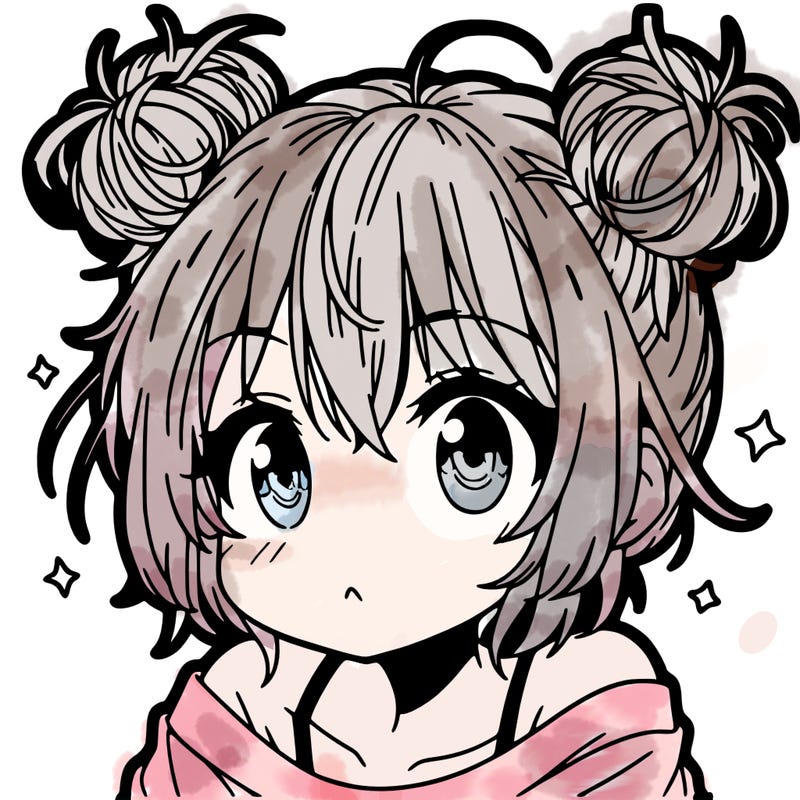 a manga girl with messy small buns