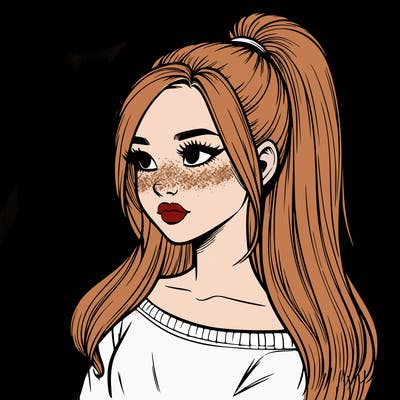 realistic girl with a high ponytail