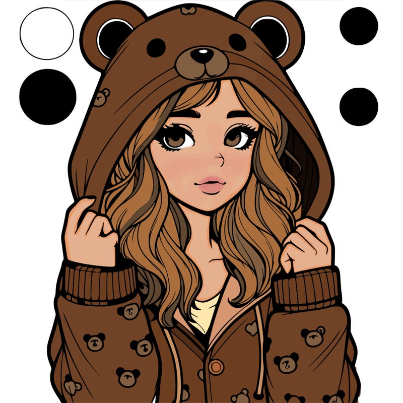 realistic girl in a animal pjs hoodie