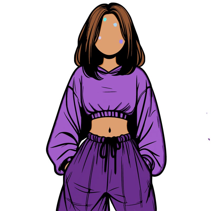 realistic girl faceless with baggy pants and a crop top